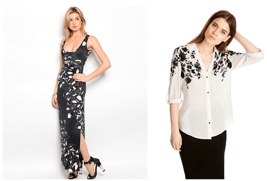 black and white contrast bold floral pattern dress for women
