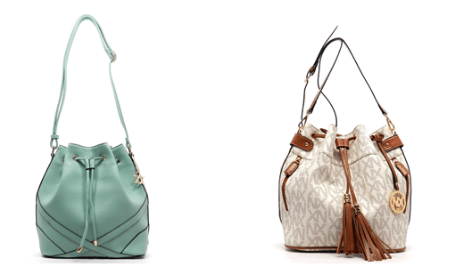 pale green and white colored bucket bags for women