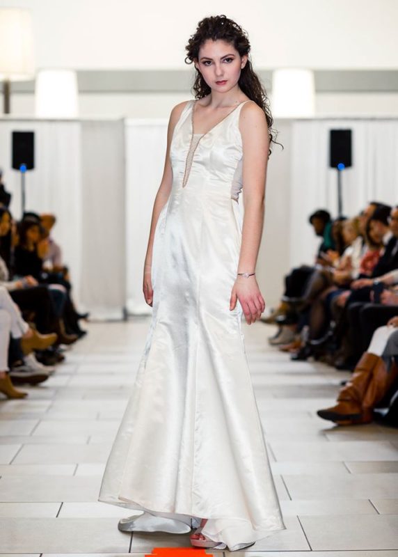 white ivory modern designer custom wedding prom dress