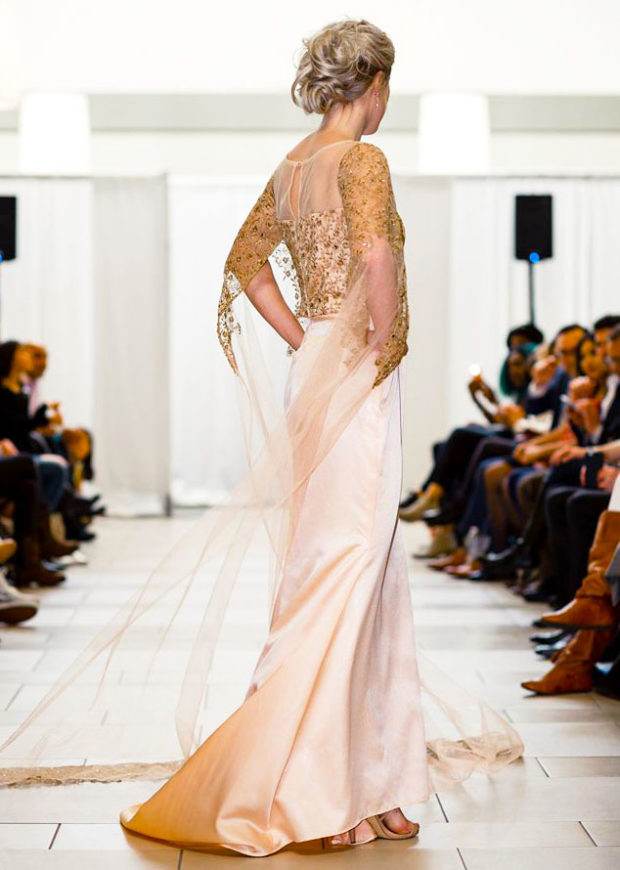 blush peach pink designer prom custom long wedding dress seattle bellevue