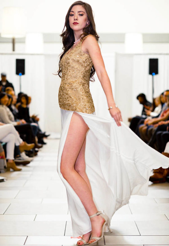 Wedding Prom Designer Fashion Dress Ivory Gold Long