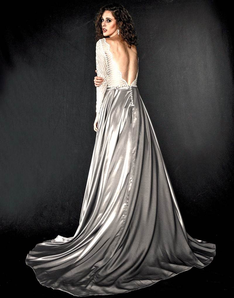 silver designer dress